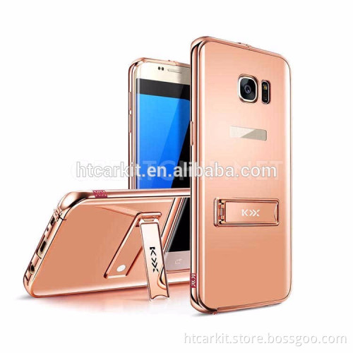 Luxry Aluminum bumper mirror cover stand case for Galaxy S7 S7 Edge